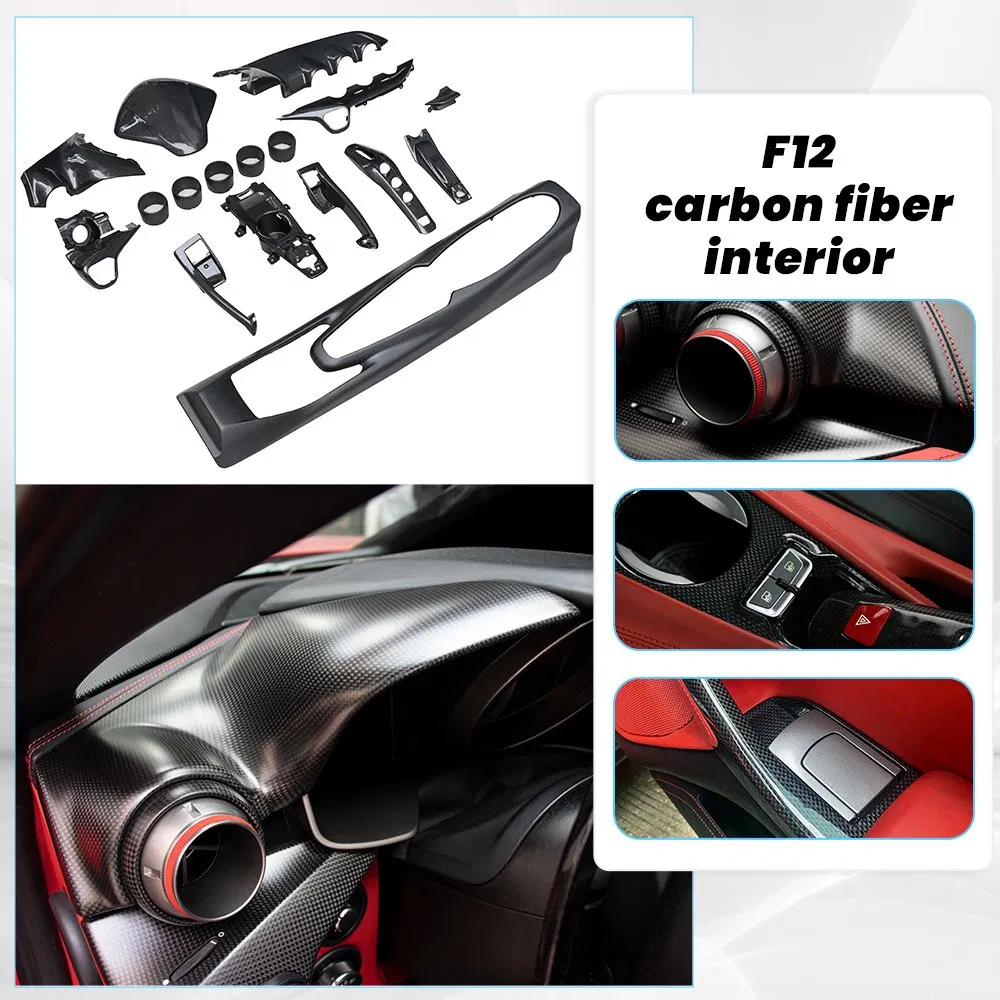 High Glossy Finish Dry Carbon Fiber LHD or Rhd AC Vent Center Gear Console Dashboard Covers OEM Interior Trims for Ferrari F12