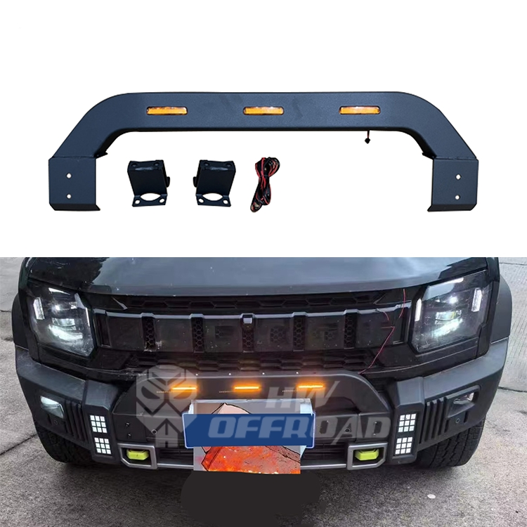 4X4 off-Road Steel Bumper Bull Small Calf Bar W/ Lights for Chery Jetour Traveler T2 2024 2025 Bumper Guard Auto Accessories Exterior Parts