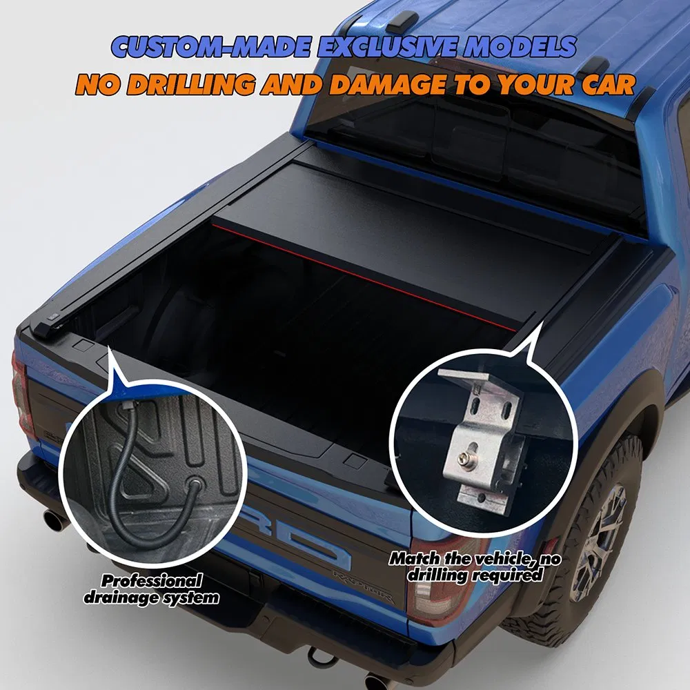 Custom Hilux Pickup Truck Electric Automatic Roller Shutter Lid Retractable Rear Tray Bed Cover Back Tonneau Cover