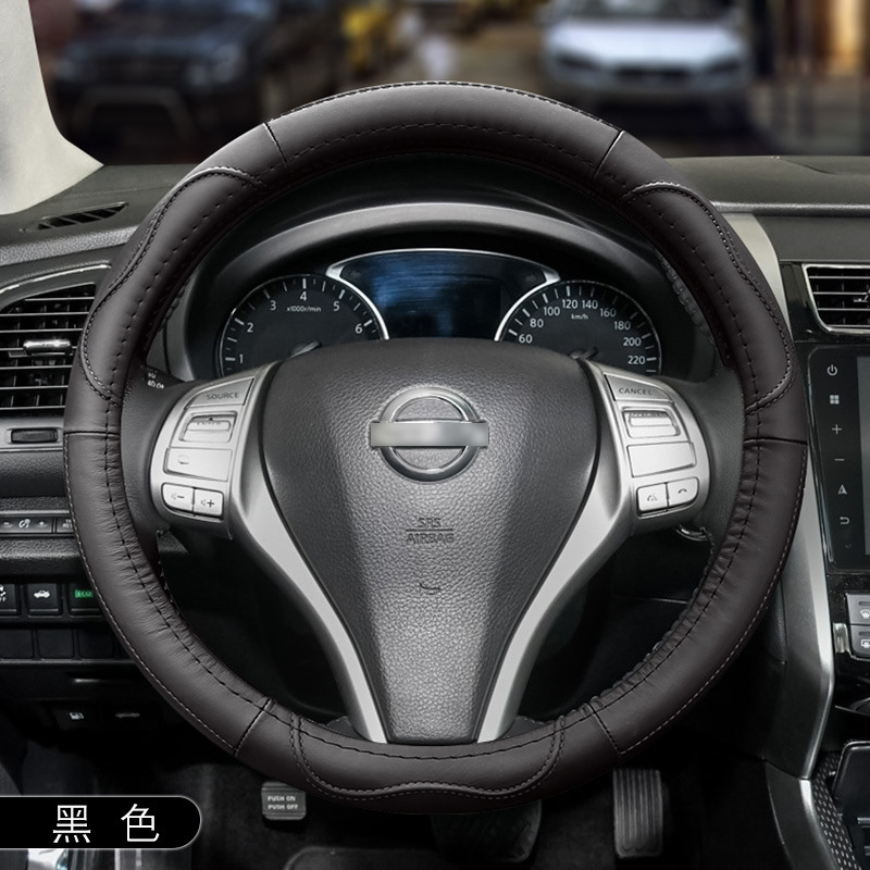 Car Steering Wheel Cover Black Universal Microfiber Leather Auto Breathable Anti-Slip Odorless Accessories