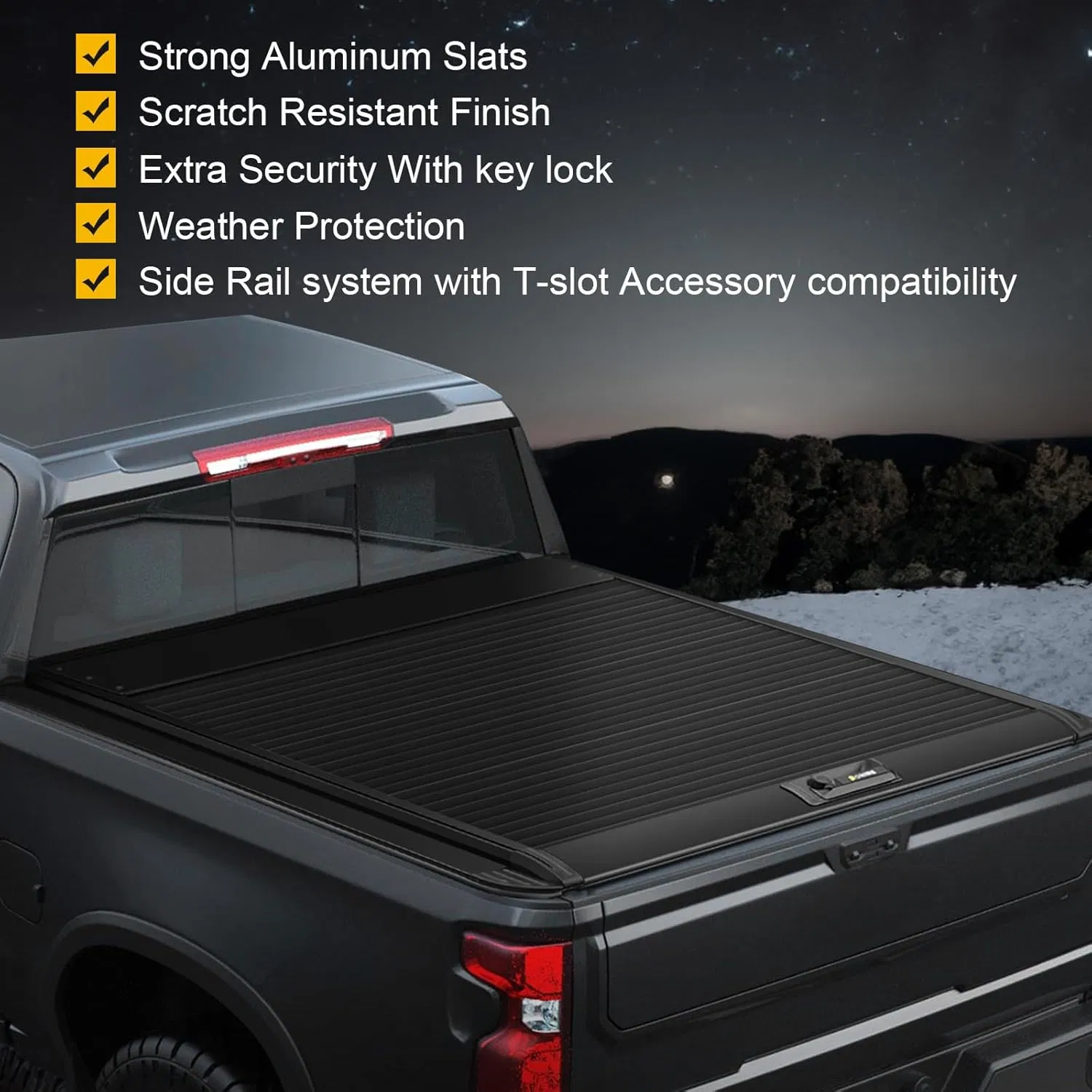 Cost-Effective Simple Operation Retractable Aluminum Tonneau Cover for Cargo Box Safeguarding