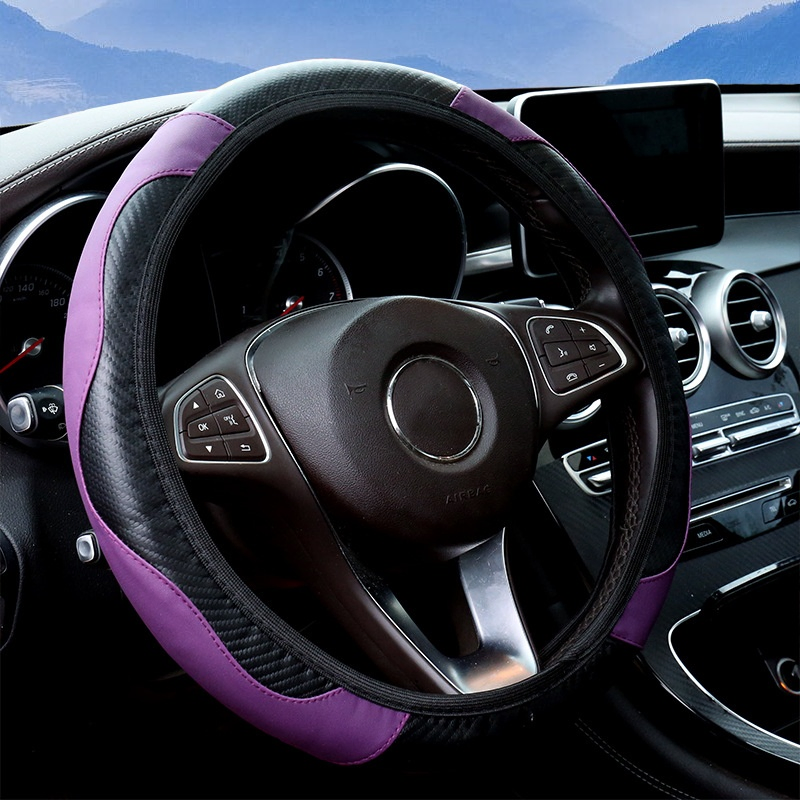 Wholesale Car Steering Wheel Cover Breathable Anti Slip PU Leather Steering Covers Suitable 37-38cm Auto Decoration Carbon Fiber