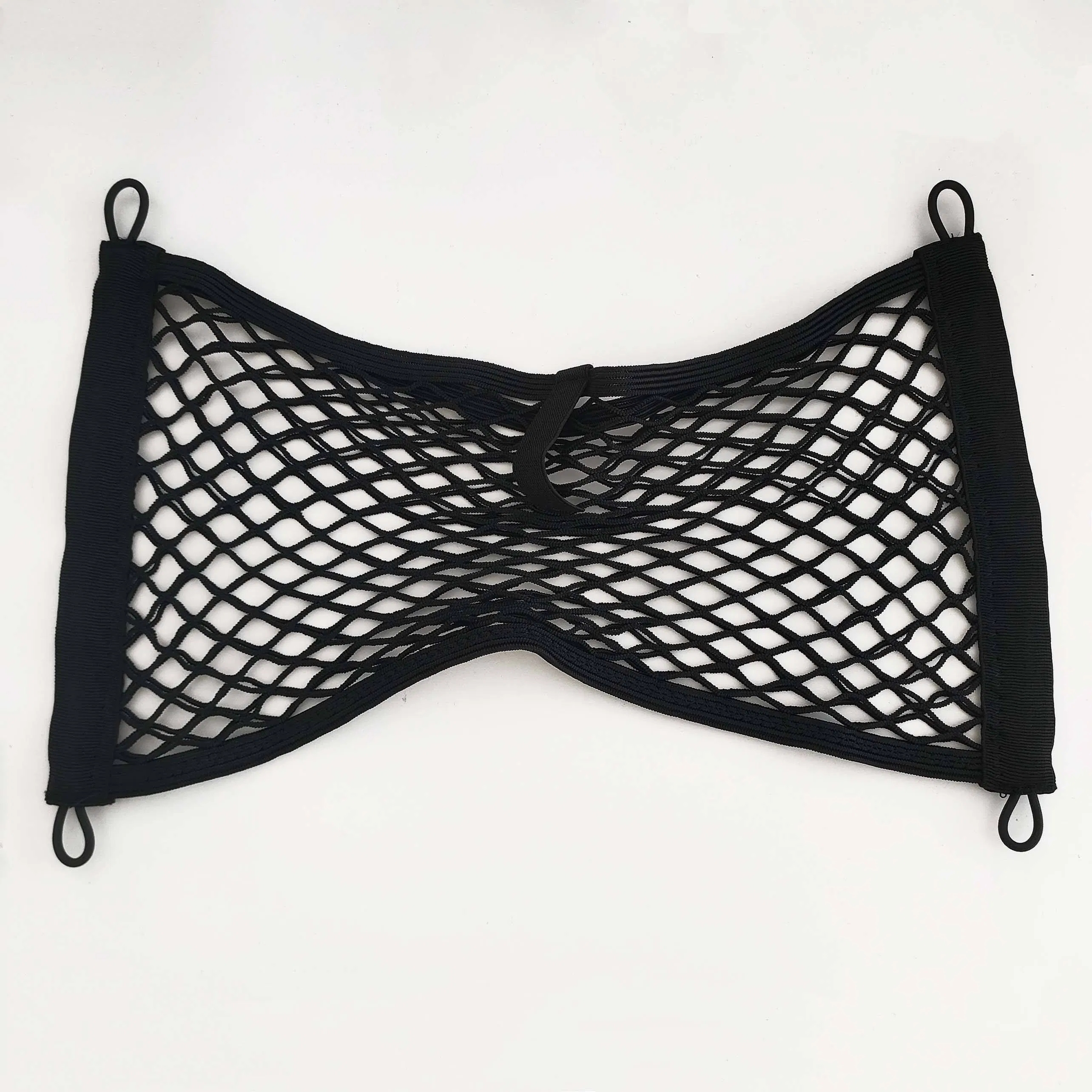 Black Trailer Crane Elastic Cargo Net Canvas Bag Side with Ring Buckle