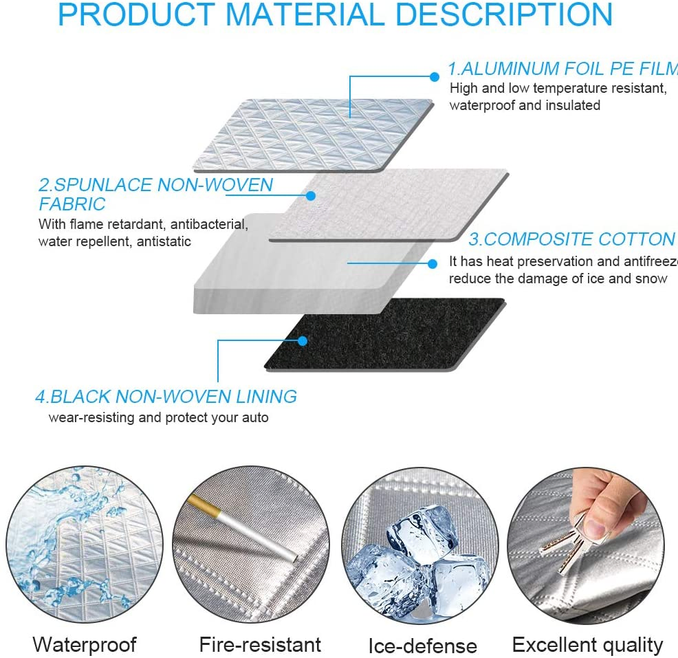 Windshield Snow Cover Ice Removal Wiper Visor Protector All Weather Winter Summer Auto Sun Shade for Cars Trucks Vans and Suvs