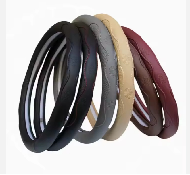 Good Quality Fiber Leather Pattern Stitching Anti Slip Handmade Steering Wheel Cover