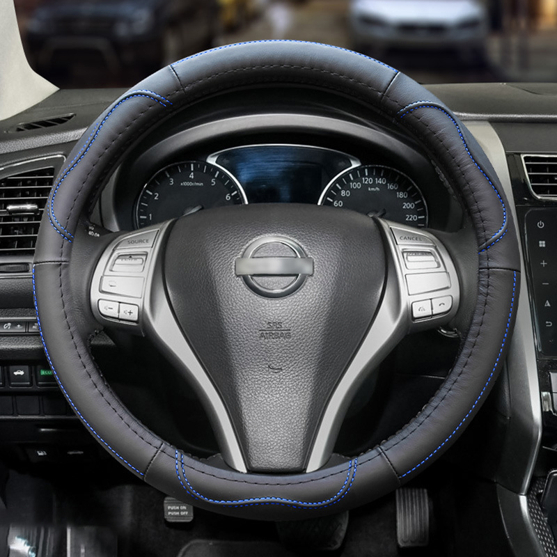 Car Steering Wheel Cover Black Universal Microfiber Leather Auto Breathable Anti-Slip Odorless Accessories