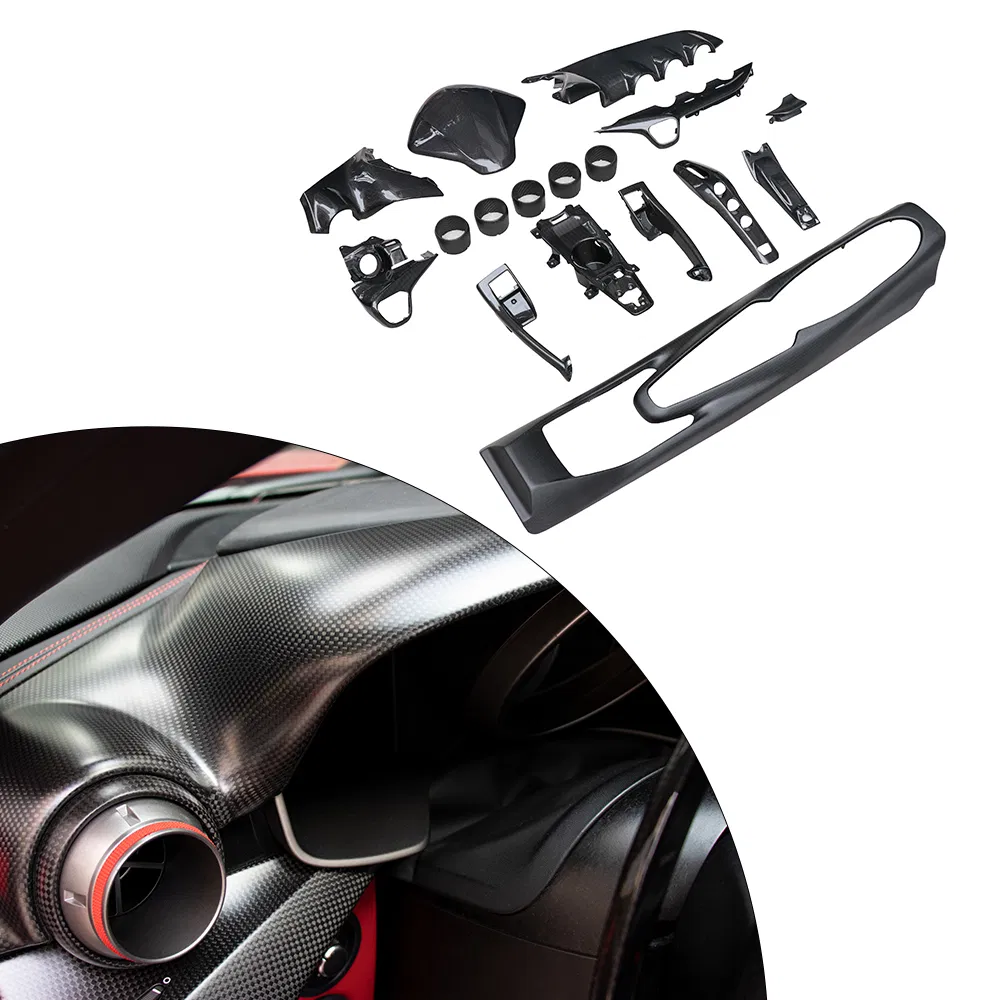 High Glossy Finish Dry Carbon Fiber LHD or Rhd AC Vent Center Gear Console Dashboard Covers OEM Interior Trims for Ferrari F12