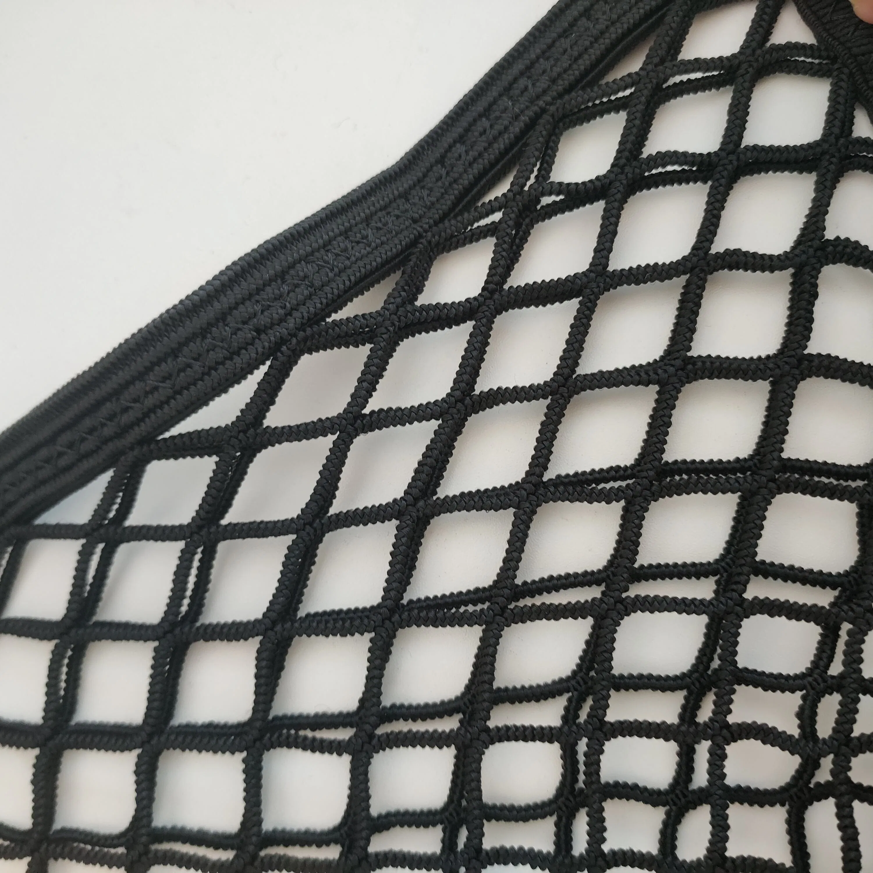 Black Trailer Crane Elastic Cargo Net Canvas Bag Side with Ring Buckle