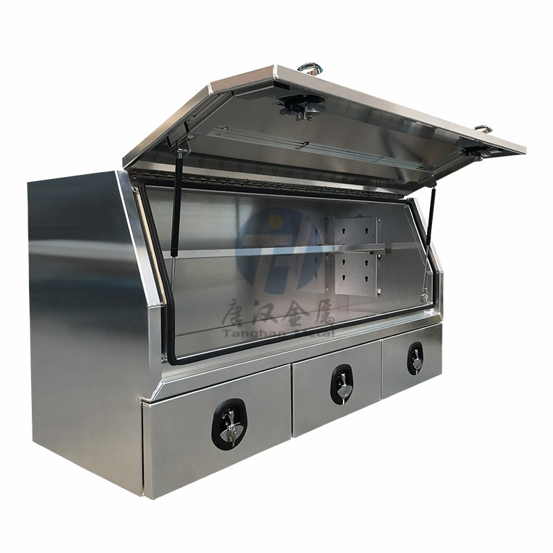 Aluminum Flat Alloy Plate Truck Bed Tool Storage Box with 2 Drawer