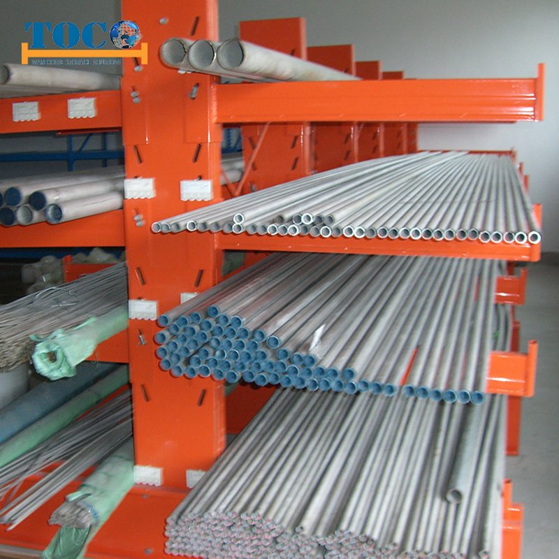 CE Heavy Duty Industrial Single or Double Sided Galvanized Mobile Steel Pipe Timber Storage Metal Rack Structure Cantilever Warehouse Racking with Roof