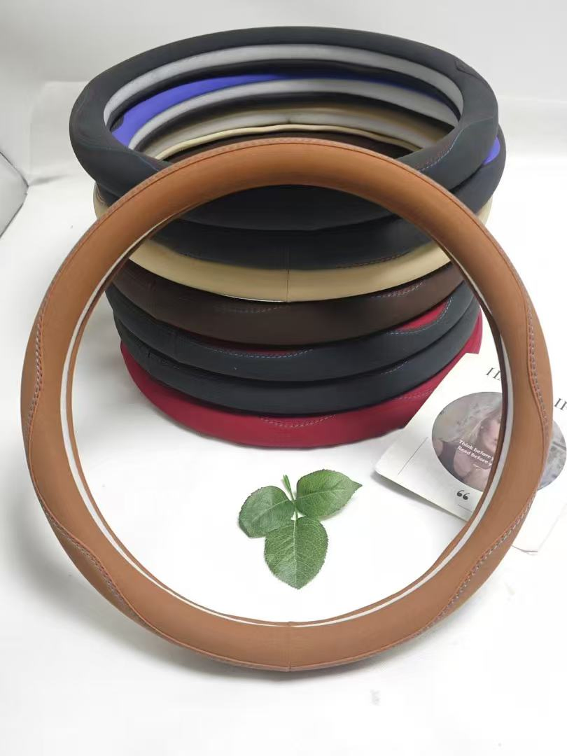 Genuine Leather Steering Wheel Cover Purple Color