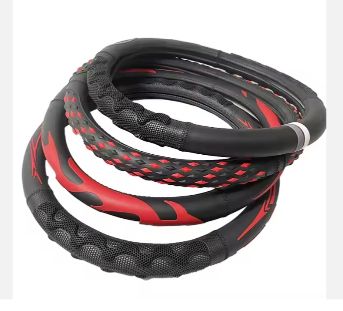 Good Quality Fiber Leather Pattern Stitching Anti Slip Handmade Steering Wheel Cover