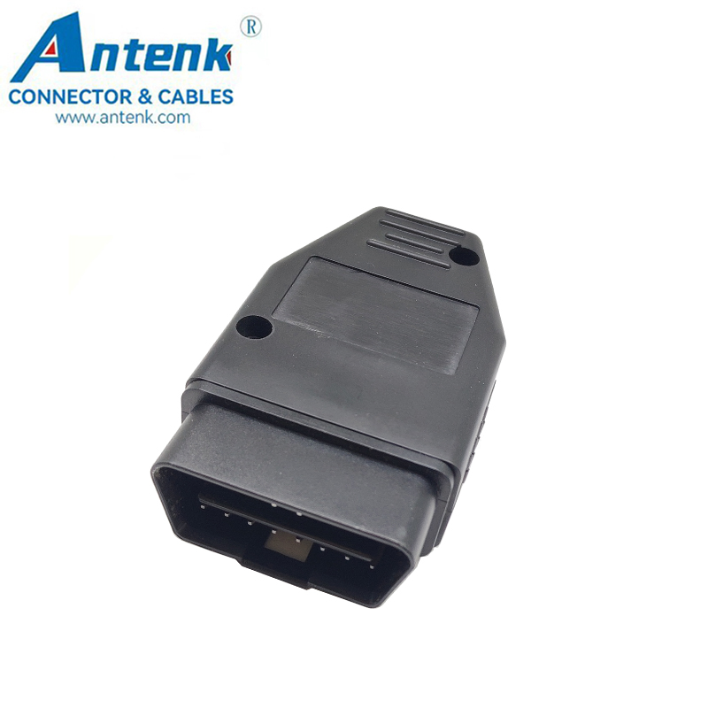 Conector Automotriz Masculino OBD 16p para PCB con Cubierta de Plástico