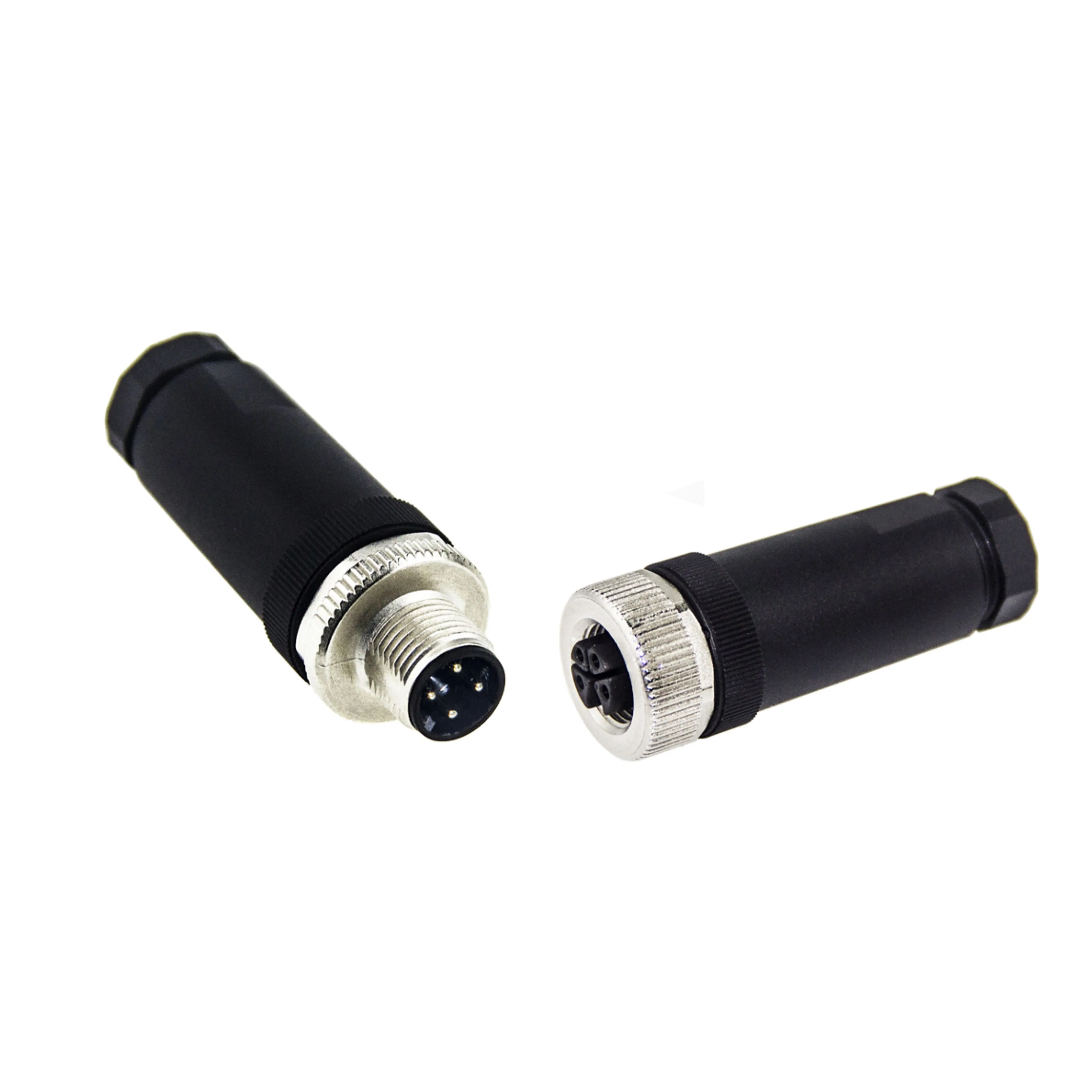 M12 Conector 4 Pin Automatización Industrial Sensor Circular Recto Macho Hembra IP67 Conector Impermeable