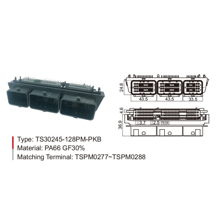 Conector de encabezado PCB vertical de ECU automotriz masculino 128 formas PCB 23430101/643340100/5007620481/0643201311