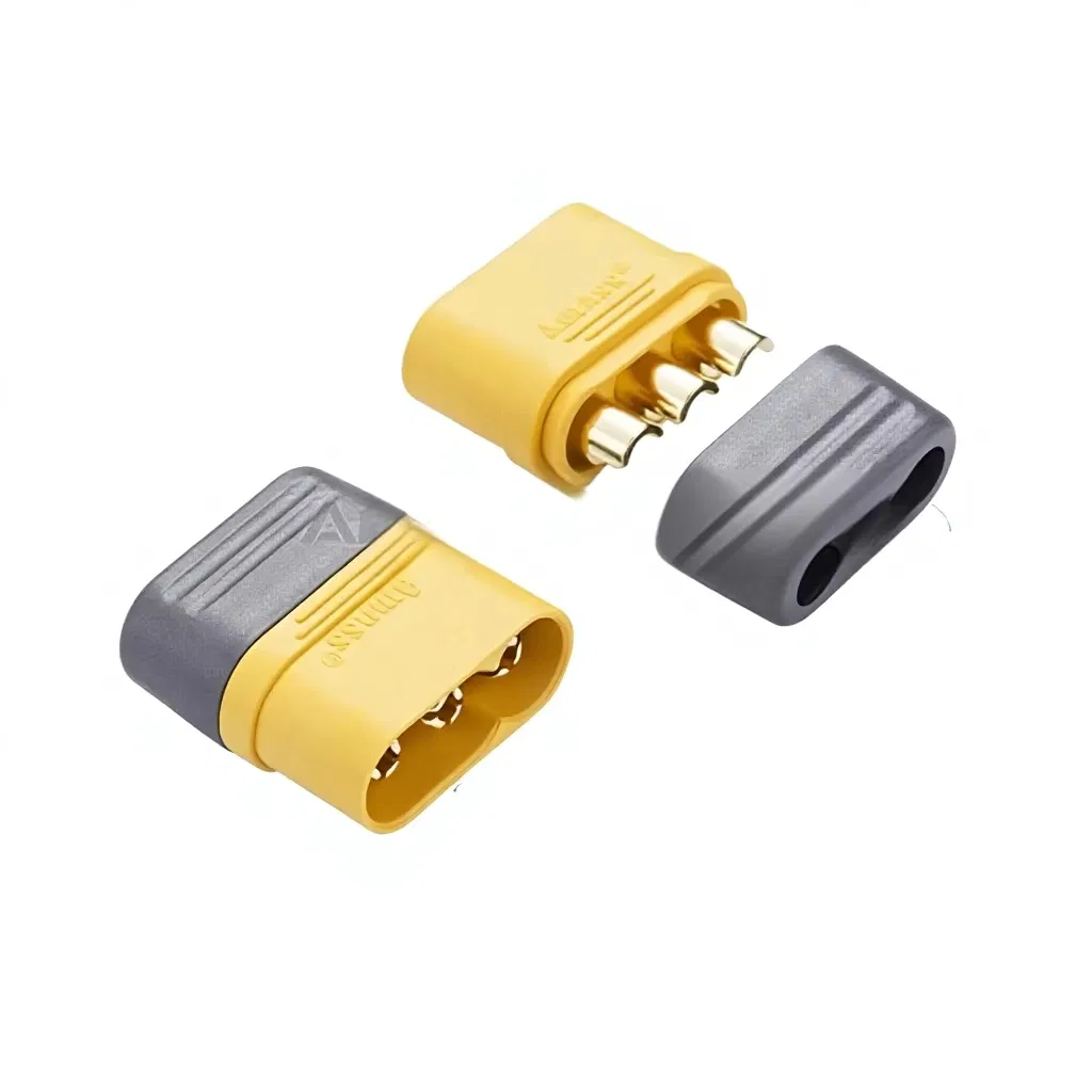 Amass Mr60 conector sheathed T-Plug, 30A chapado en oro 3-Pin conector de alimentación para motor de dron RC UAV suministro OEM