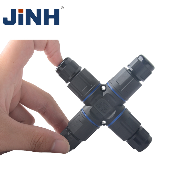 Cable de alimentación para iluminación exterior a prueba de agua 4 vías 2 conector de baja tensión