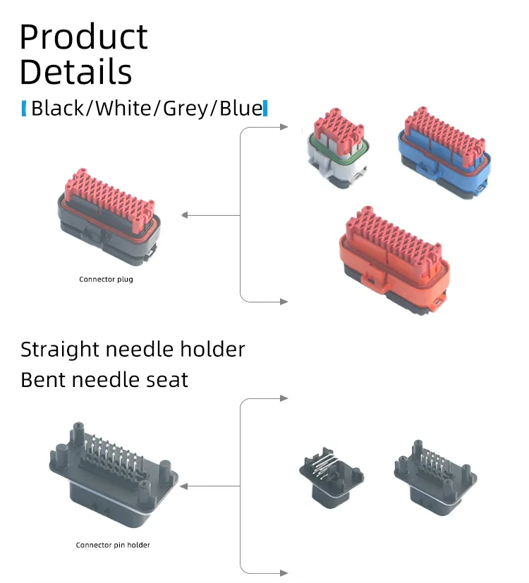Conector Automotriz Femenino Longitud de Arnés de Cable Personalizado 14-Pin Adaptador de Alta Corriente con Carcasa de Nylon y Latón