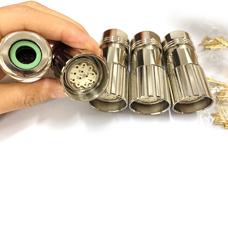 M23 12-Pin Conector de Encoder de Señal Metálico para Motores de Servo