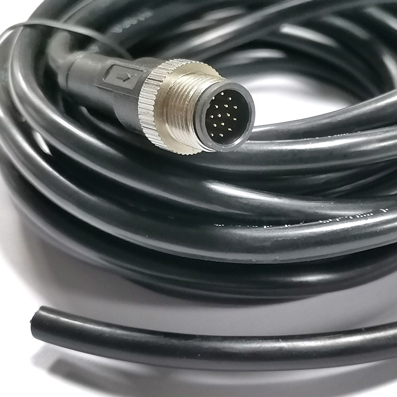 Conector de cable de sensor multi núcleo a-Code industrial IP67 M12 17-Pin masculino