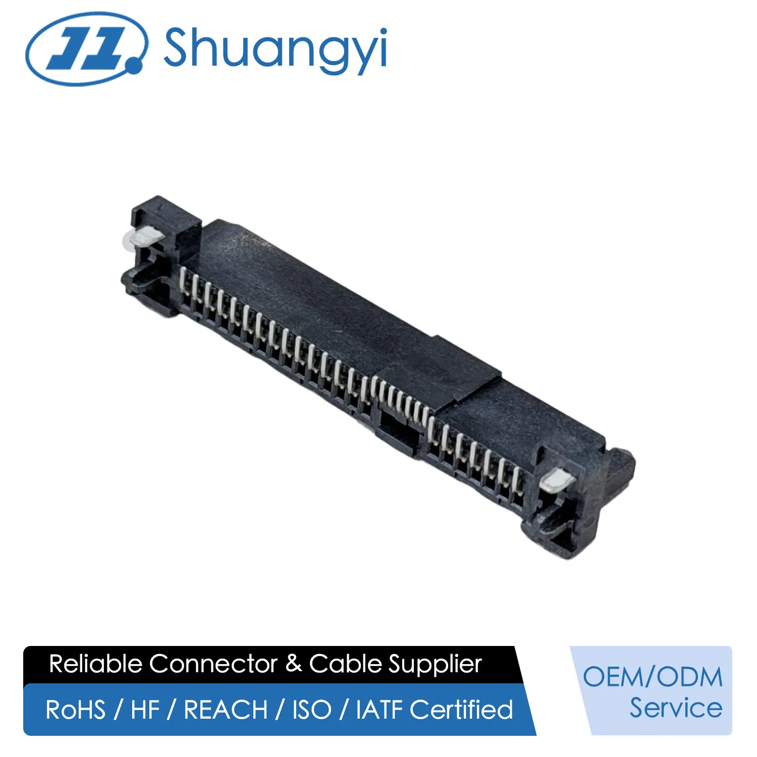 Sas 29p Conector de Terminales Femenino de Placa de Circuito Impreso con Columna de Posicionamiento y Gancho de Pescado Baño de Oro para Sistemas de Datos, Automotriz y Almacenamiento