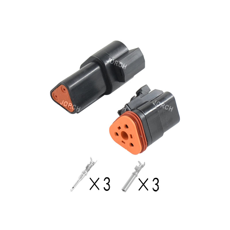 3 Conector eléctrico Deutsch Dt serie hembra y macho negro a prueba de agua para automóviles Dt06-3s Dt04-3p