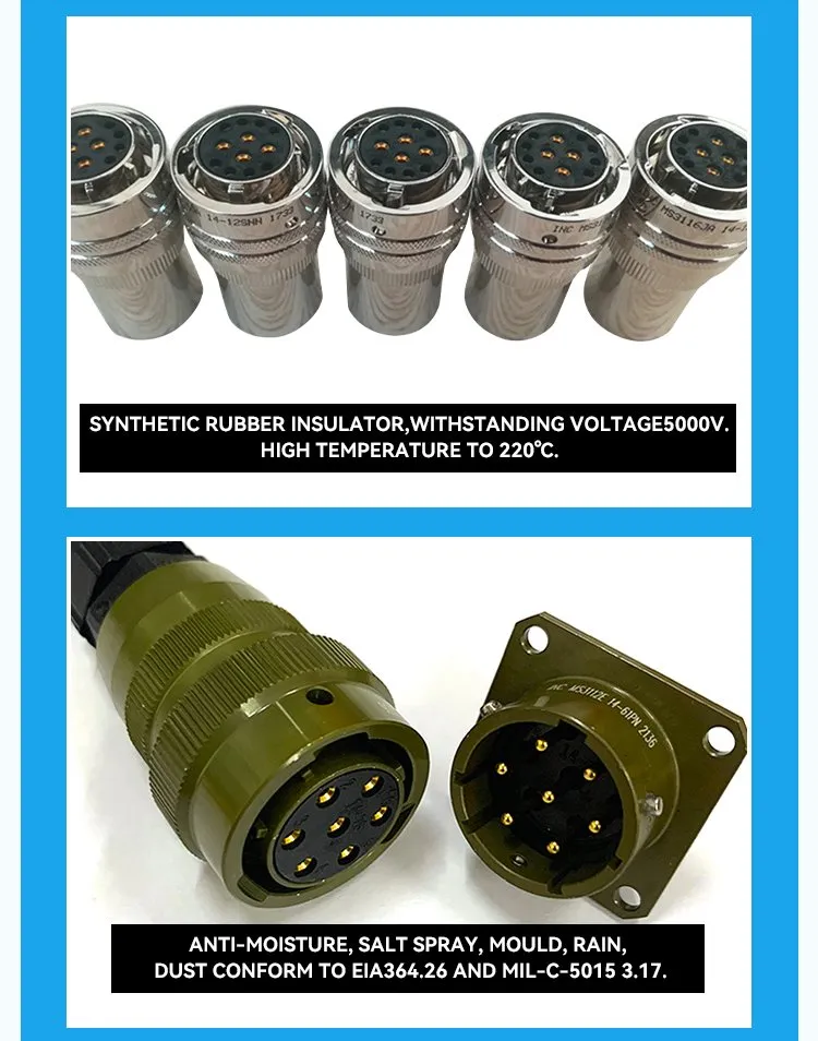 Mil-Dtl-26482 Ms3116f Ms3112 16-26 Femenino Masculino Conector Circular de Bayoneta