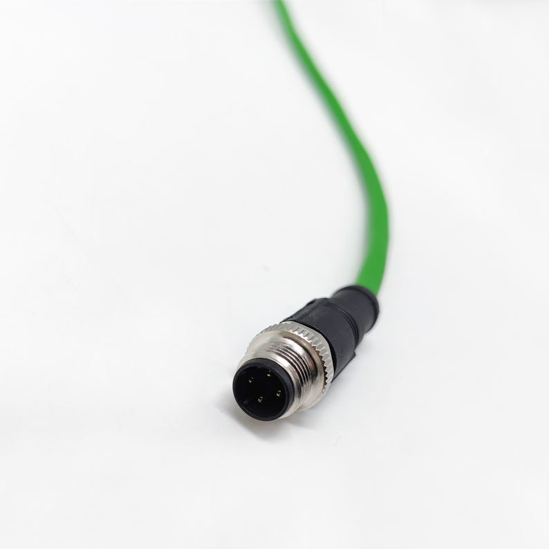 M12 a RJ45 Cámaras Industriales Ethernet Rectas 4pin Conector de Sensor Flexible D-Code