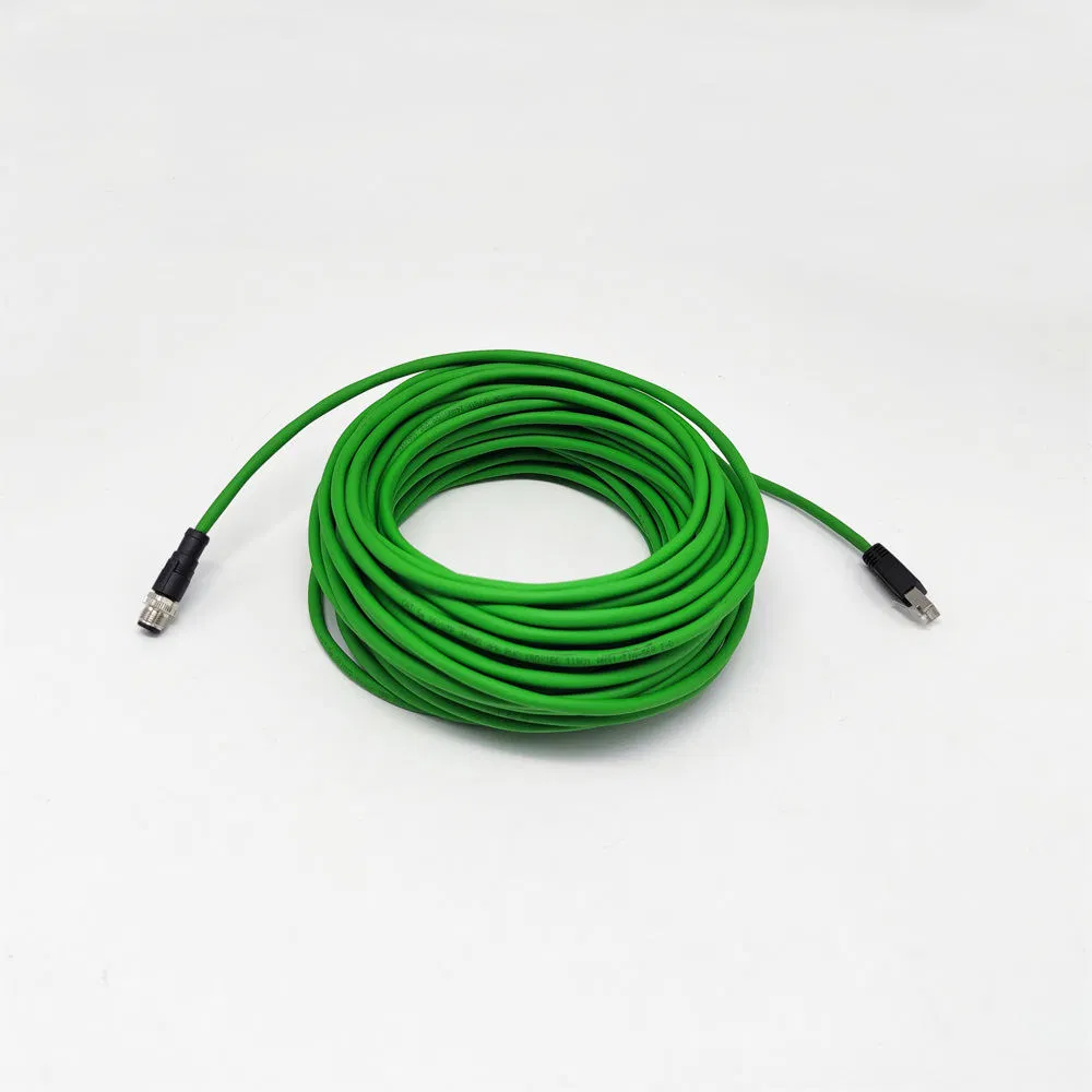M12 a RJ45 Cámaras Industriales Ethernet Rectas 4pin Conector de Sensor Flexible D-Code