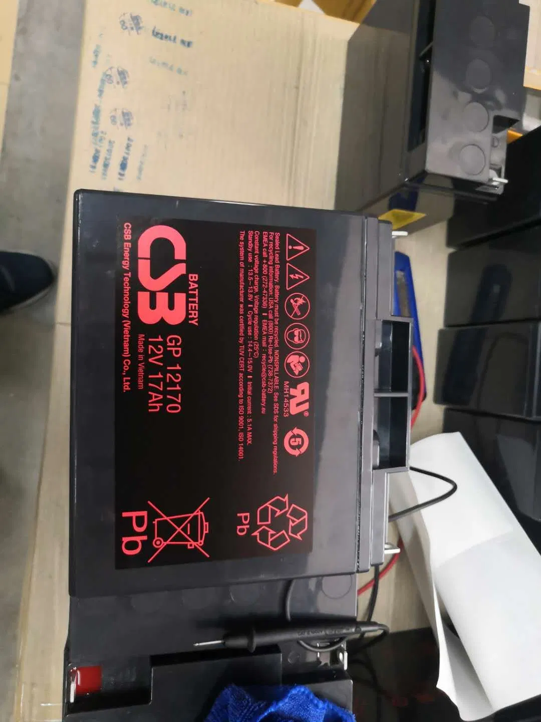 Batería Csb Gp12400, B2 Terminal, Compatible con sistemas APC UPS, Recargable, Altamente eficiente, A prueba de fugas y libre de mantenimiento