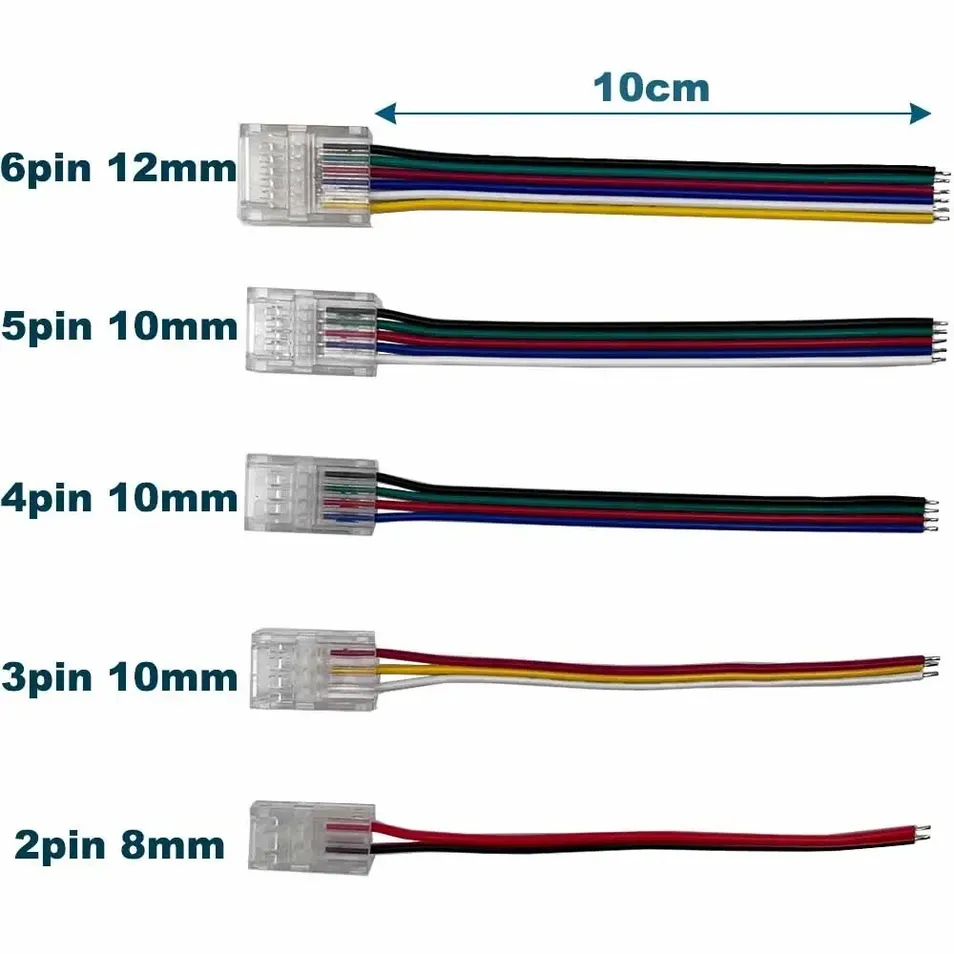 2-Pin Conector de tira LED SMD COB a cable 10cm Conector con cable pre-soldado para 8mm 10mm tiras de un solo color, cable de conexión rápida sin soldadura para iluminación bajo gabinete