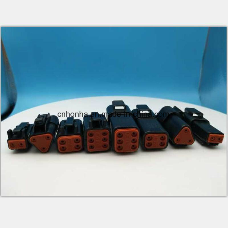 Deutsch Dt 2-12p Conector impermeable para arnés de cables automotriz masculino y femenino con terminales de pines enchufe sellado automotriz con color negro