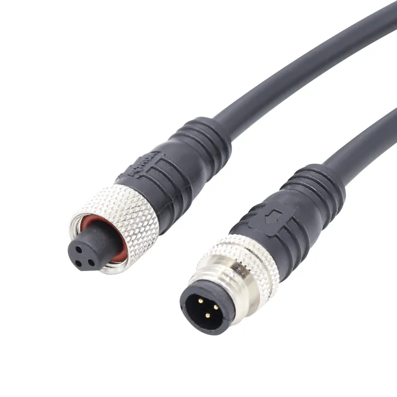 Cable de goma Pin IP65 Conector metálico macho hembra a prueba de agua M8 Sensor