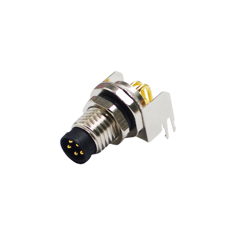 Conector de PCB de ángulo recto masculino para panel frontal con código B a prueba de polvo para uso automotriz M8 5