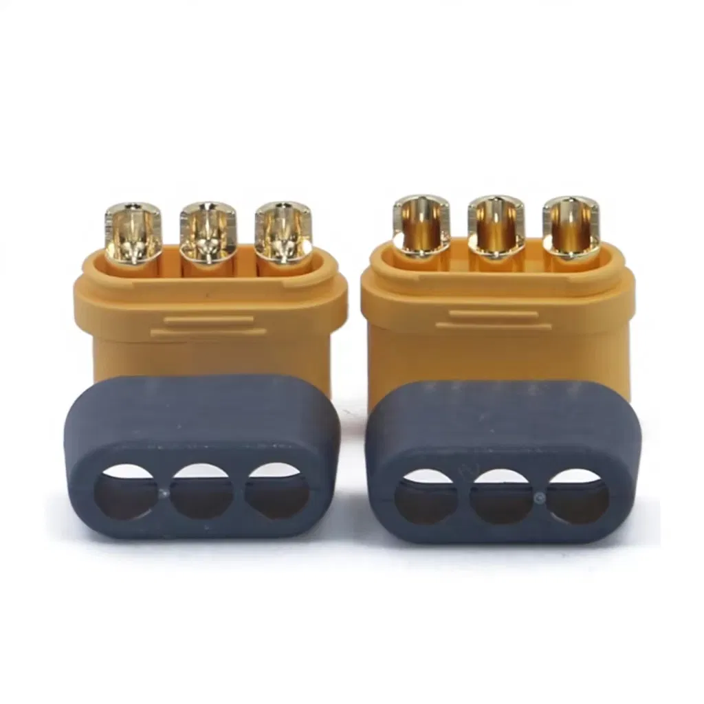 Amass Mr60 conector sheathed T-Plug, 30A chapado en oro 3-Pin conector de alimentación para motor de dron RC UAV suministro OEM