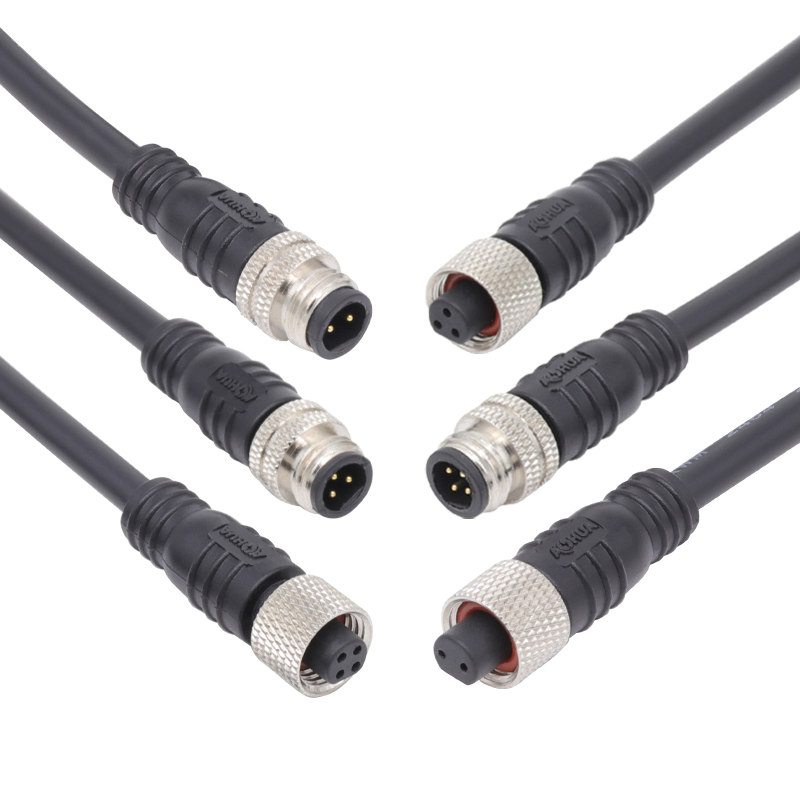 Aohua 2 3 4 Cable de goma Pin IP65 Conector metálico macho hembra a prueba de agua M8 Sensor