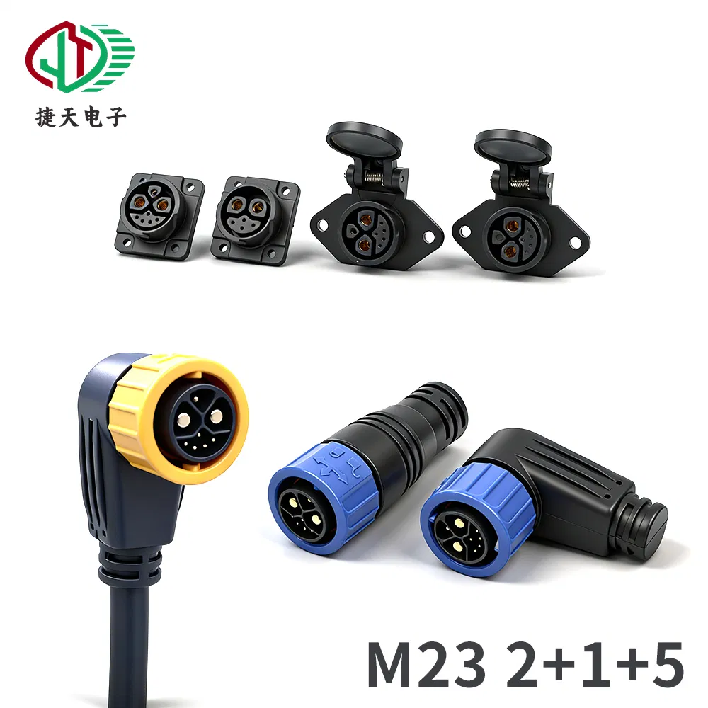 IP67 Conector de Sensor de Automatización de Aviación Impermeable M23 2 1 5 Enchufe Circular de Cable a Placa de Plástico con Conector de Rosca