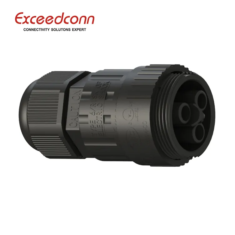 3 Enchufe Impermeable IP68 Conector de Cable Circular Femenino para Iluminación Exterior