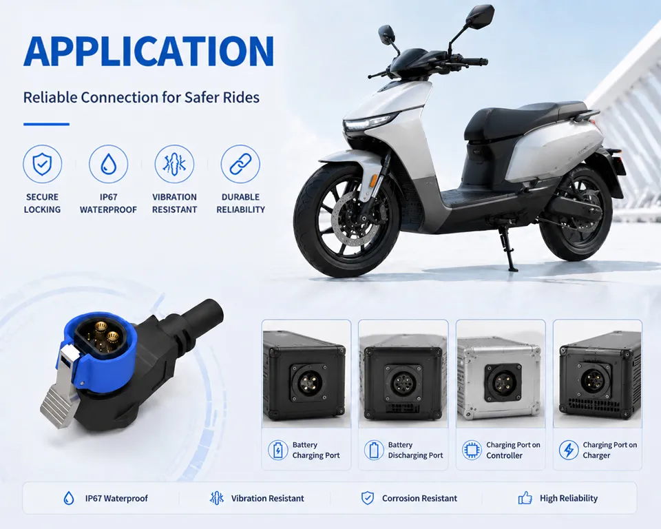 Conector de puerto de carga de batería de litio para vehículo eléctrico de bicicleta eléctrica de China