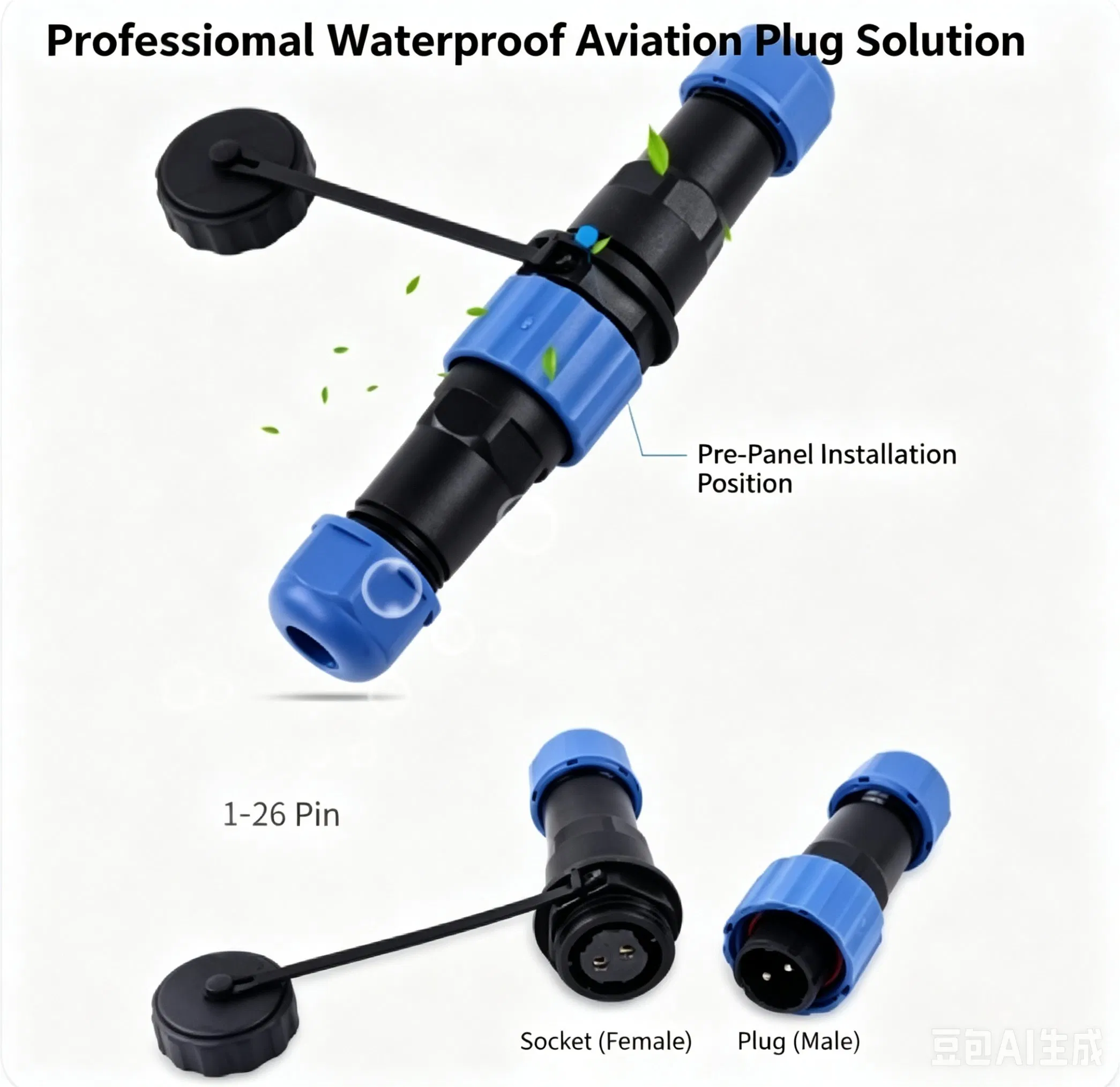 Conector de aviación circular impermeable sin soldadura Pin macho hembra recto tipo T para cableado de desconexión rápida de cable a cable para iluminación exterior IP68 2-11