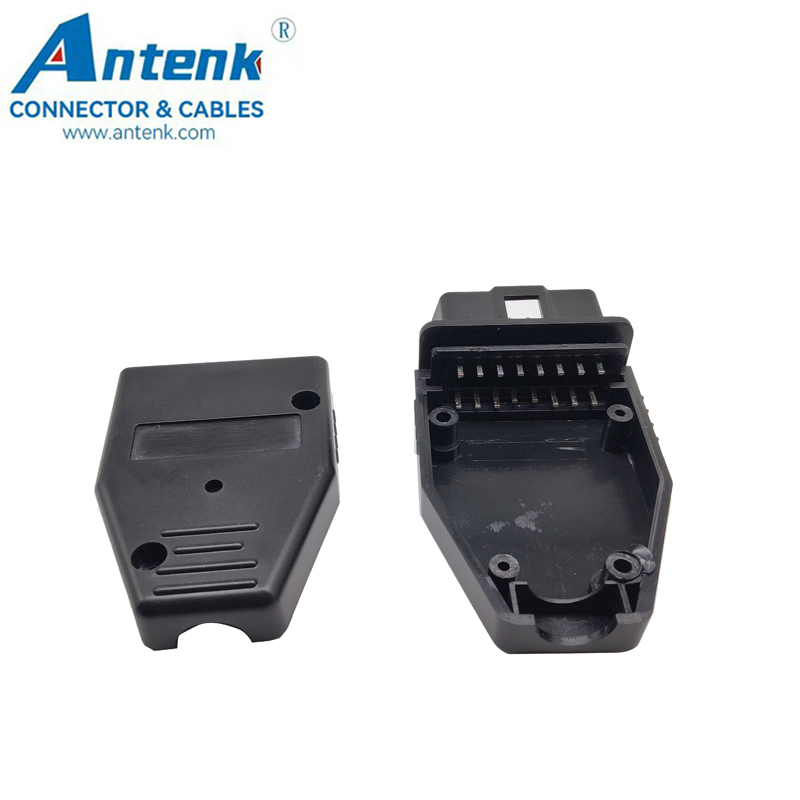 Conector Automotriz Masculino OBD 16p para PCB con Cubierta de Plástico