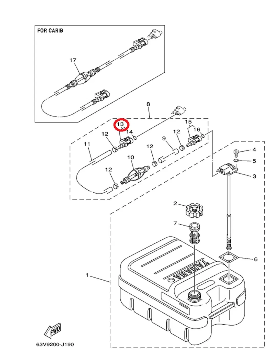 Instrucciones de instalación del conector de combustible de accesorios para barcos Yamaha