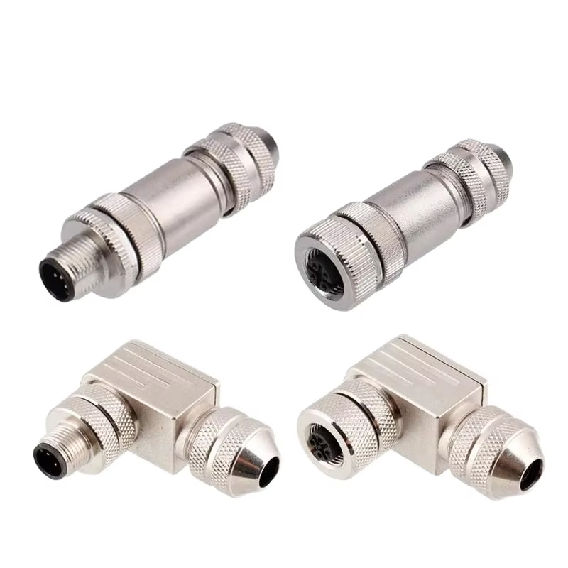 M12 Conector 4 Pin Automatización Industrial Sensor Circular Recto Macho Hembra IP67 Conector Impermeable
