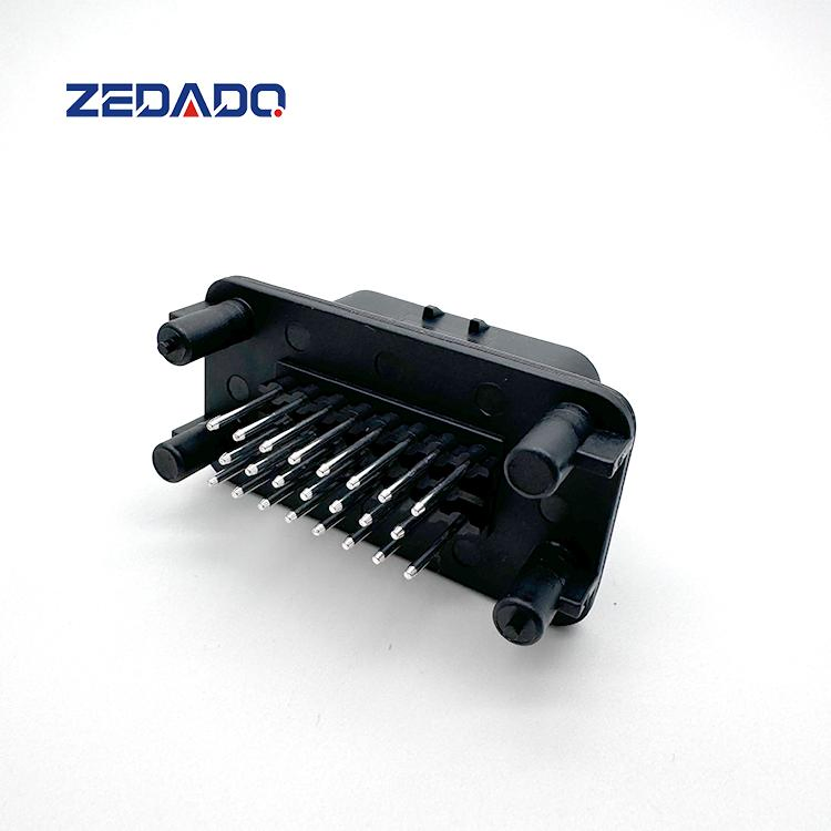 776228-1 Serie Ampseal 35 Conector Automotriz PCB de Pines Macho Negros Rectos Moldeados de Estaño