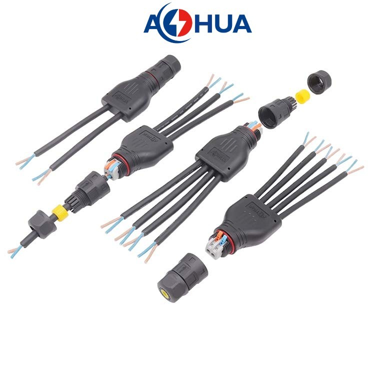 Conector de iluminación de invernadero interior ODM tipo Y con fijación rápida por tornillo divisor 1 en 2/3/4/5 formas de salida, conector a prueba de agua para lámpara de crecimiento de plantas