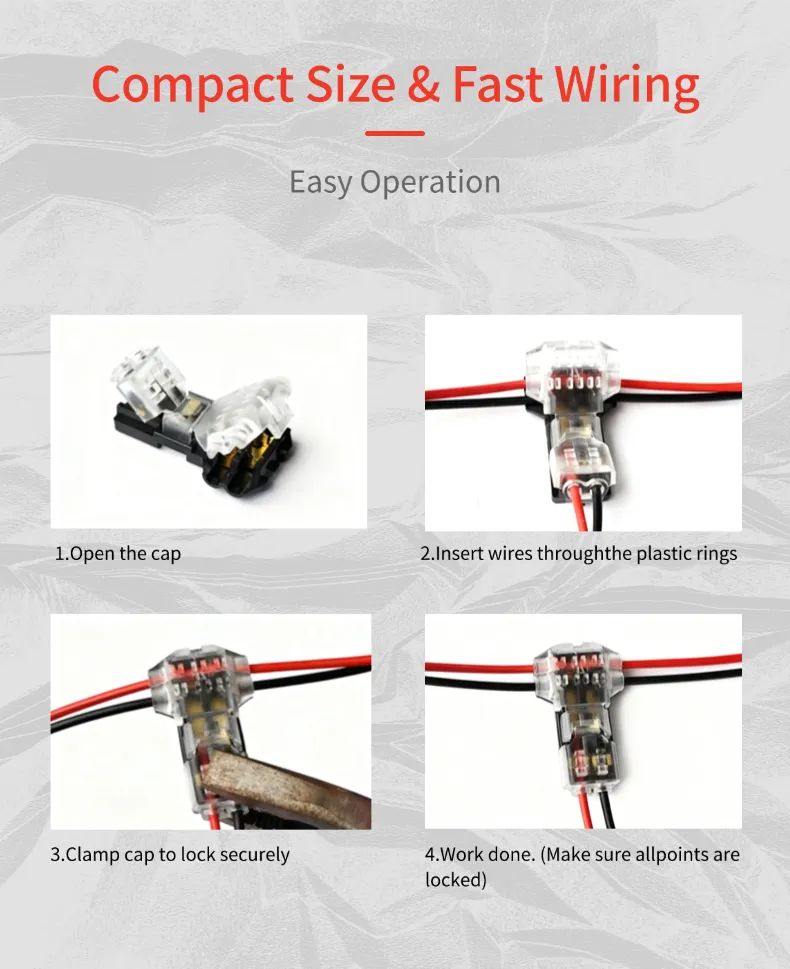 Especificaciones visuales de instalación del conector T2