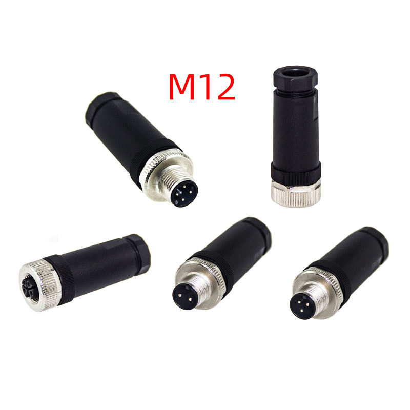 M12 Conector 4 Pin Automatización Industrial Sensor Circular Recto Macho Hembra IP67 Conector Impermeable