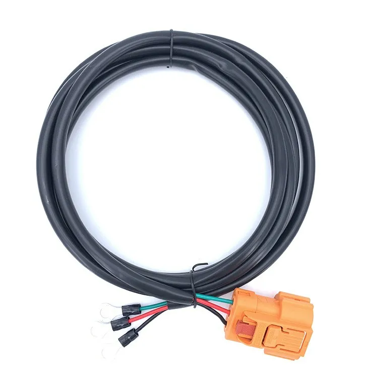 Línea de carga de nueva energía vehículo eléctrico con conector de alta tensión de tres núcleos, conector de corriente pequeña, conexión a prueba de agua