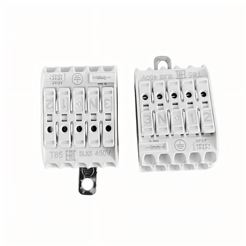 Conector de luminaria sin tornillos Conector de iluminación Conector de lámpara 5 Polos Conector de cable Conector sin tornillos Color blanco 5 Terminal de pin