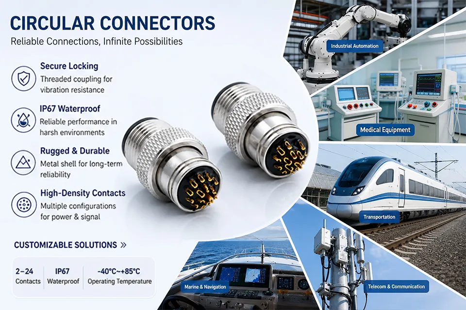 Conector Circular Industrial de Comunicación y Control de Vehículos de Alta Calidad M16